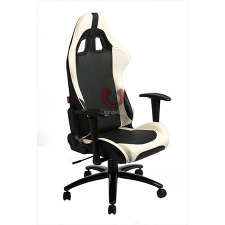 CIPHER Cipher CPA5001 Series All Black & White PU Leather Office Racing Seats CPA5001PBKWH